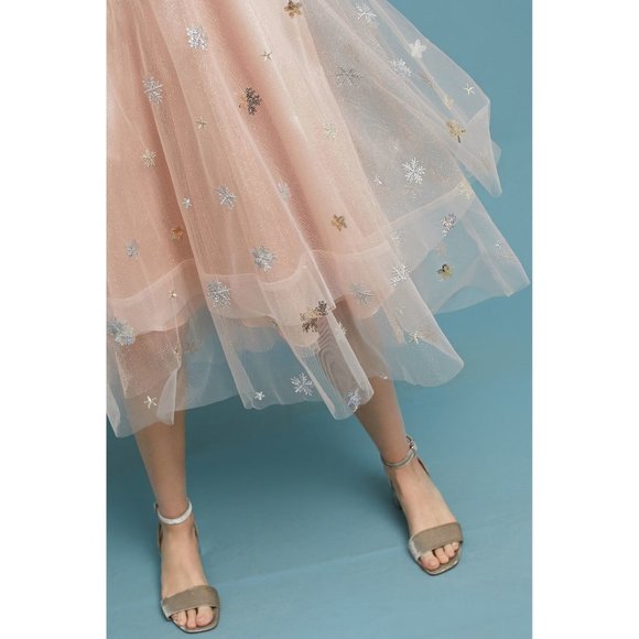 Anthropologie Eva Franco Metallic Tulle Midi Skirt - Picture 4 of 6